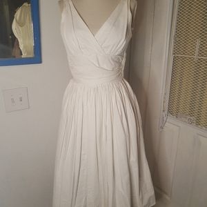 1950s white textured cotton crisp dress